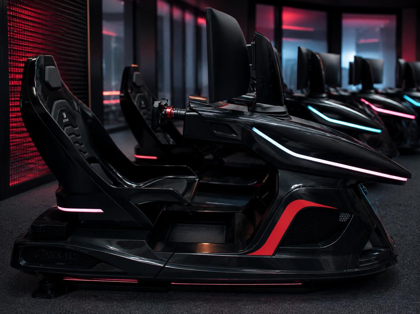 Row of AXSIM racing simulators
